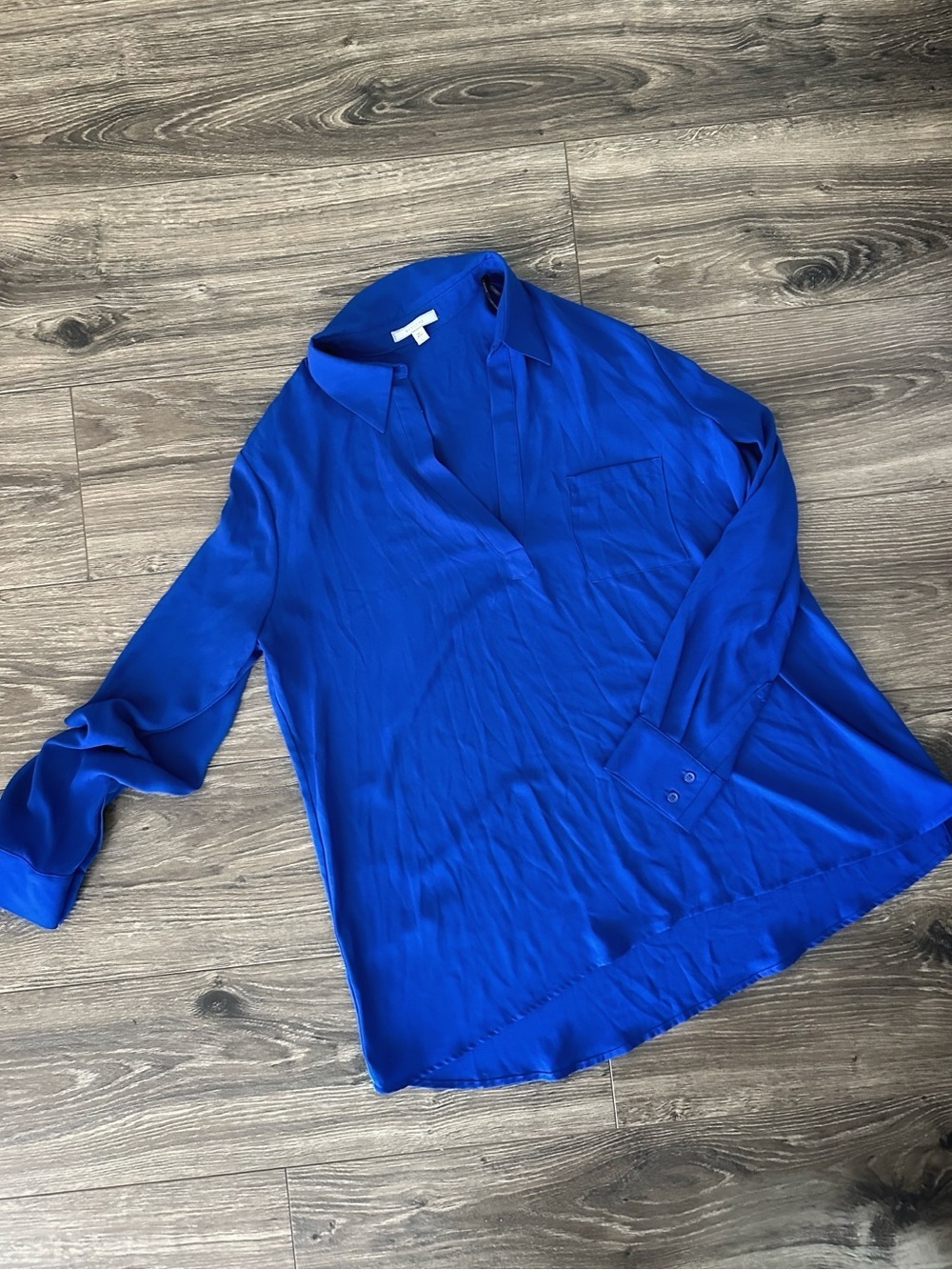 Pleione Royal Blue V-Neck Long Sleeve Blouse